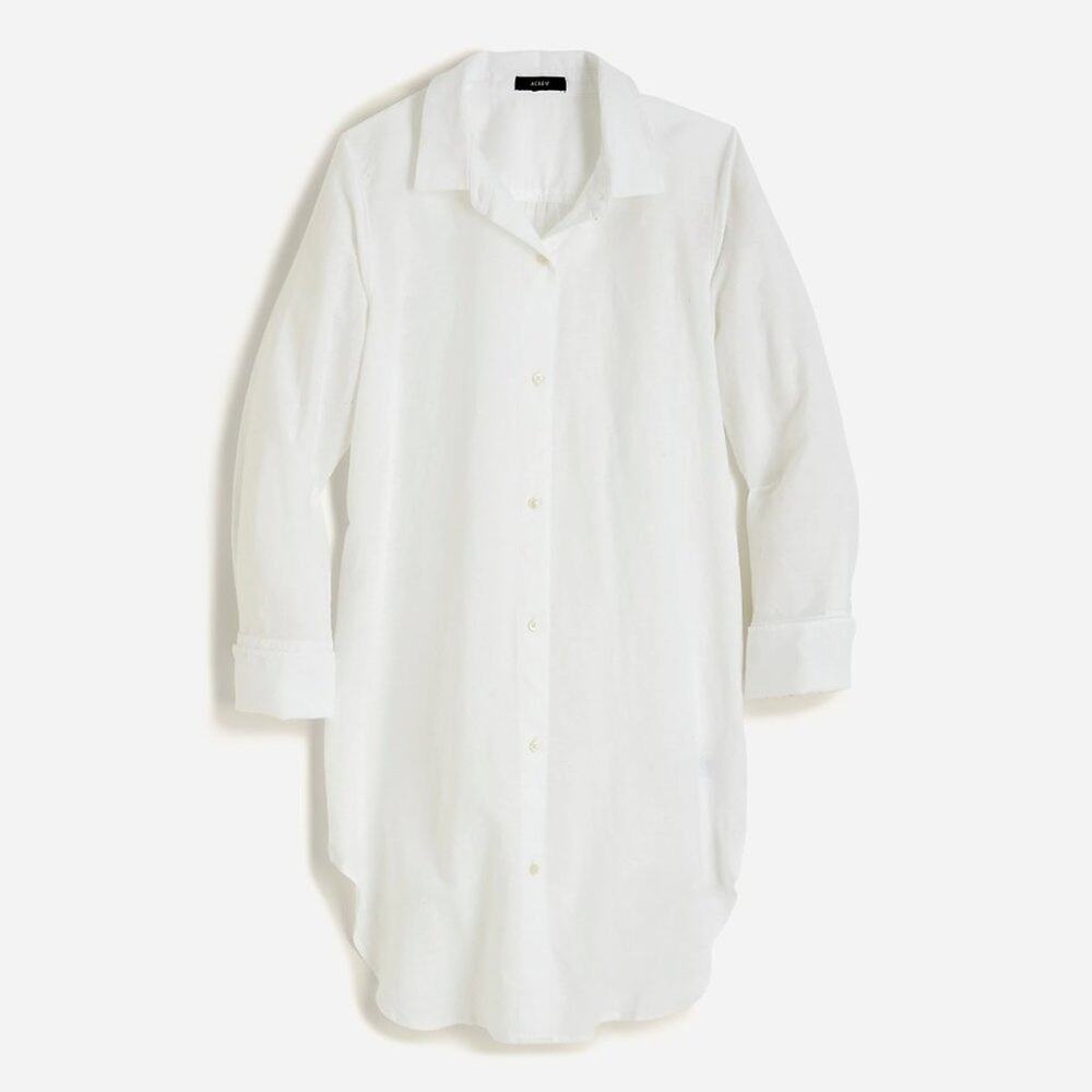NWT J. CREW Linen Cotton Blend Beach Shirt White XXS
